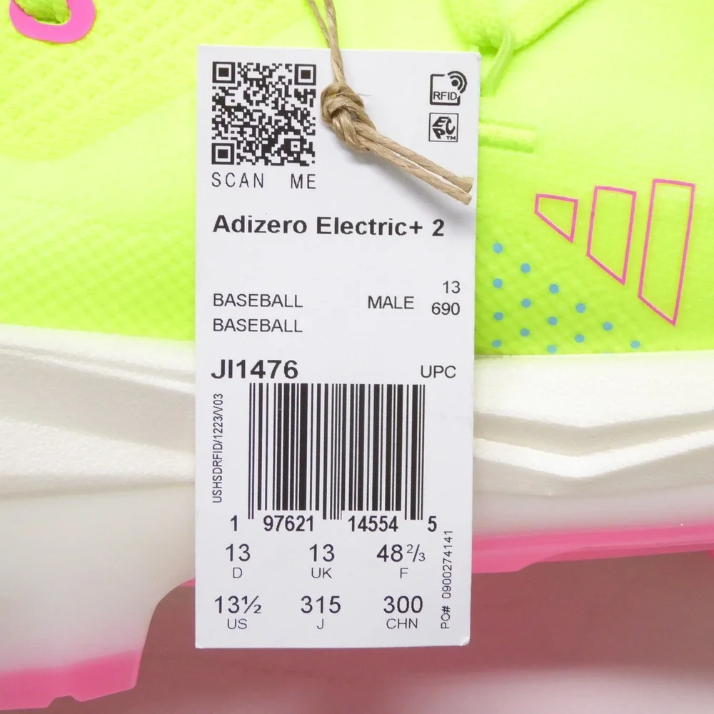 Adidas Mens Adizero Electric+ 2 Baseball Cleats Shoes Yellow Pink Size 13.5